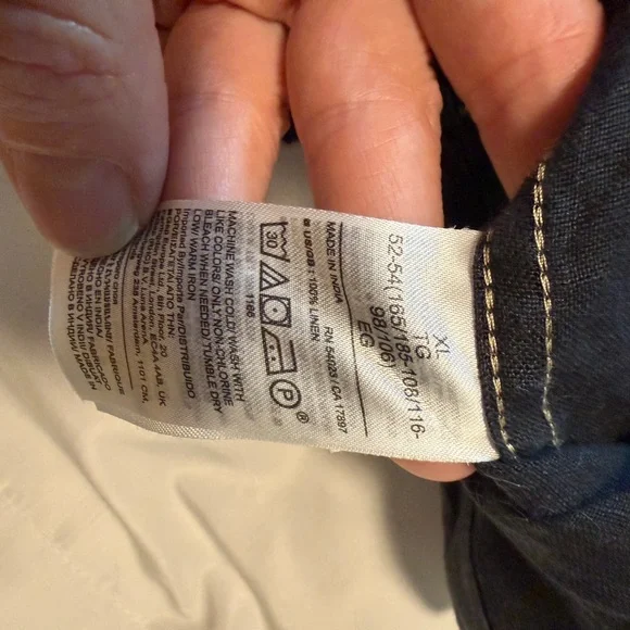 Banana Republic 100% Linen Shirt Mens XL Black Short Sleeve Button Front - Picture 8 of 8